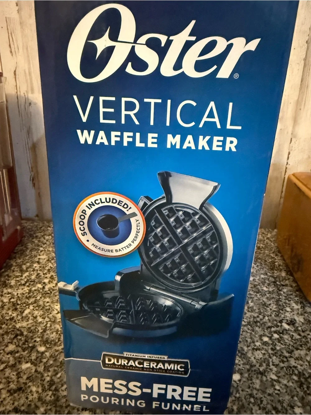 Oster Silver and Black Vertical Waffle Maker